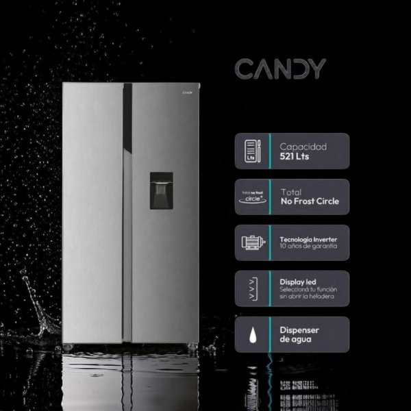 Producto - HELADERA CANDY SYDE BY SIDE CHSBSO6174 529Lts INVERTER SILVER