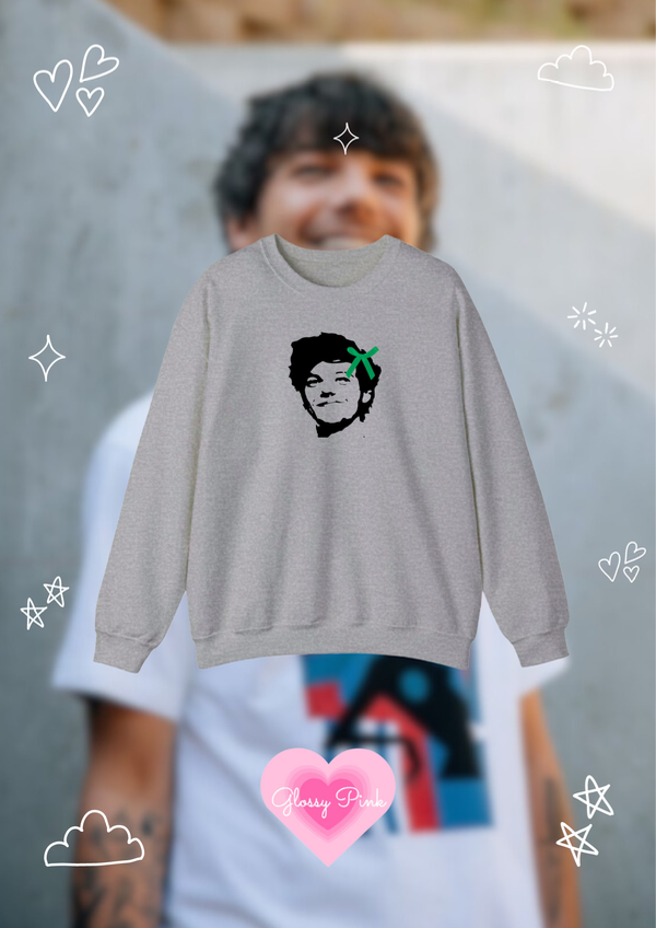 Buzo gris Louis Tomlinson coquette + moño de raso cosido