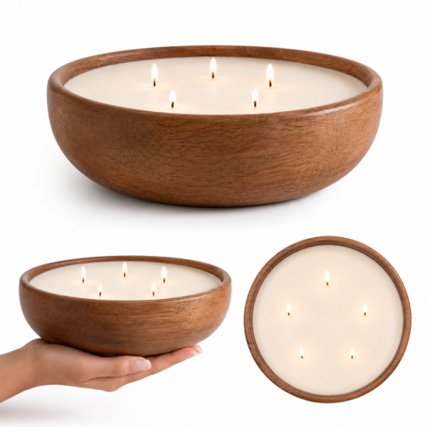 Producto - Velas - Cuenco Madera - 16x5 Cms