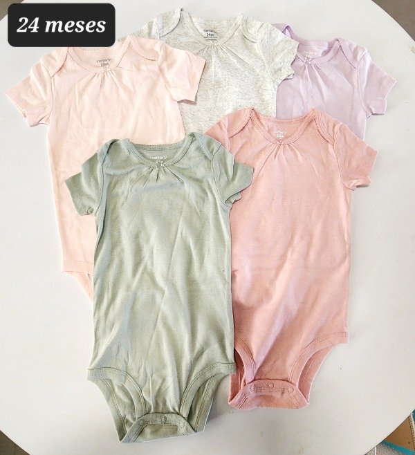 Pack 5 body manga corta carters talle 24 meses lisos — imagen 2