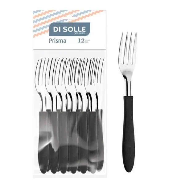 Producto - SET DE 12 TENEDORES DI SOLLE PRISMA MANGO NEGRO EN BLISTER