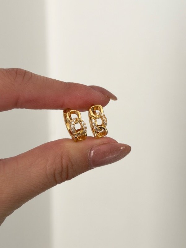 Producto - Aros dorados cubano italiano chain micropave - 1