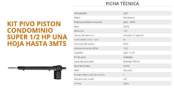 Producto - Motor Pivo Condominium Simple 3 mts