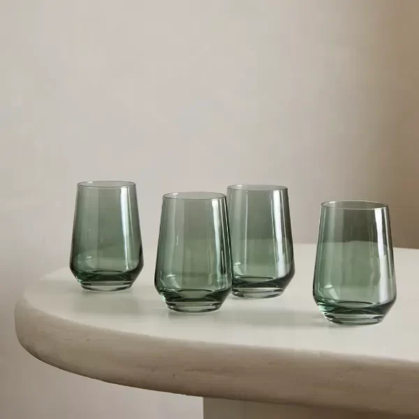 Producto - Set x4 Vasos de Cristal Verde Inglés