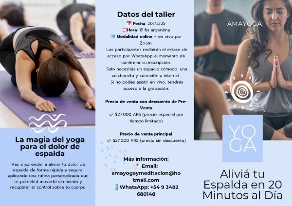 Producto - TALLER GRUPAL Aliviá tu Espalda en 20 Minutos al Día