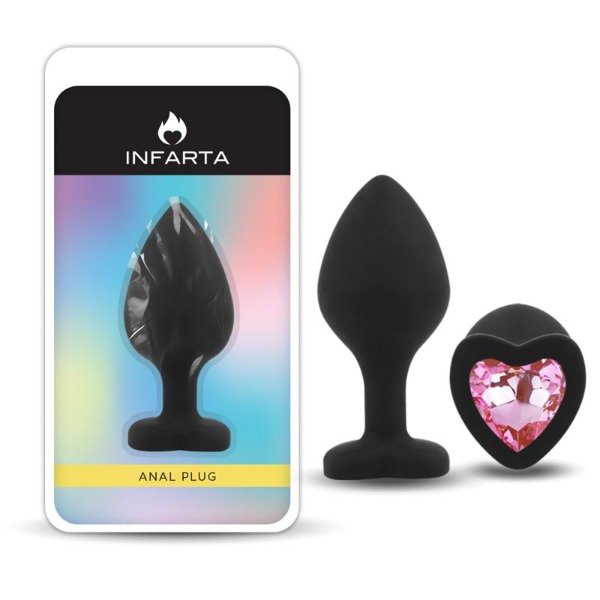 Producto - Anal Plug Heart Love Silicone Medium Black Plug - Pink Diamond