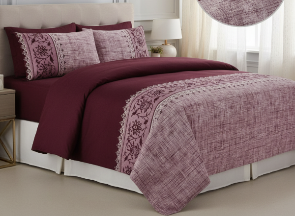 Producto - Juego de Sábanas Queen "Bordó Floreada" Casatex