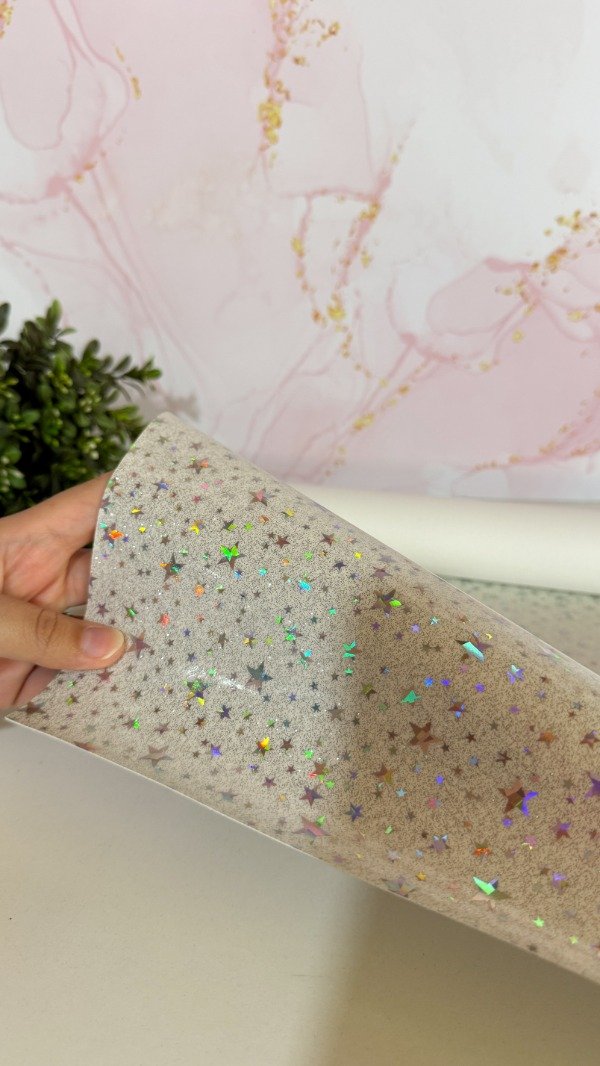 Producto - Charol blanco con estrellas - 50x140cm