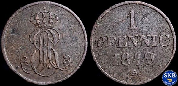 Producto - Reino de Hannover - 1 Pfennig (1849) KM #201.2 - Confederación Germánica