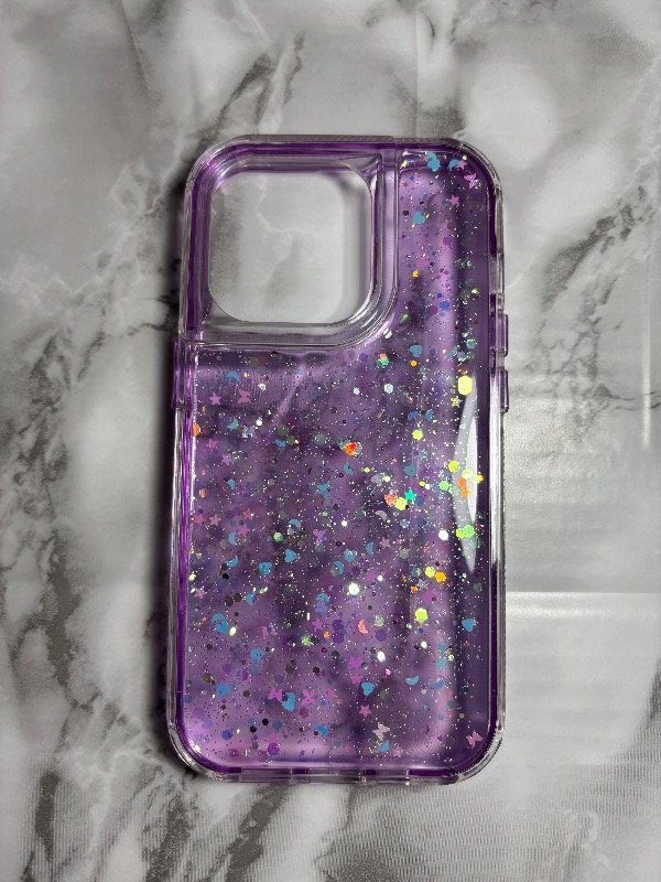 Producto - Case full glitter lila iph 14 pro