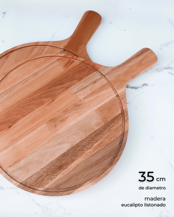 Producto - TABLA PIZZERA CON MANGO - 35 CM DIÁMETRO + MANGO