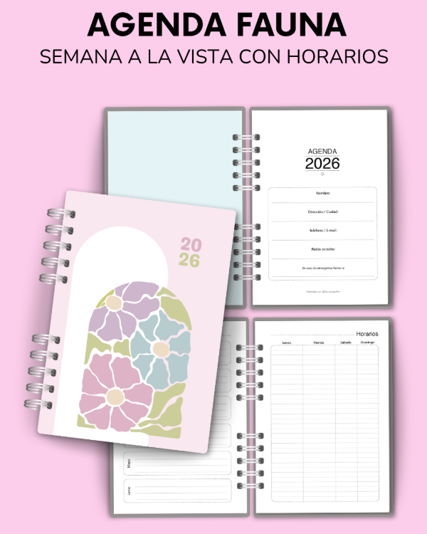 Producto - AGENDA FAUNA - semana a la vista con horarios