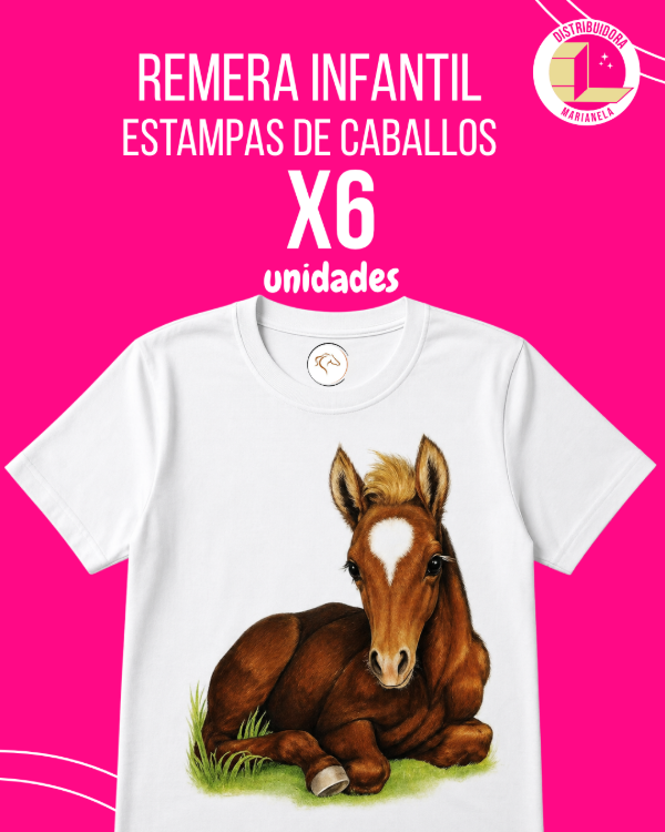Producto - Remera Infantil con Estampas de Caballos - Pack x6 unidades
