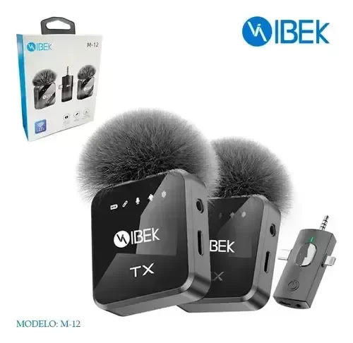 Producto - Micrófono corbatero inalámbrico de peluche doble IBEK M-12 - 0