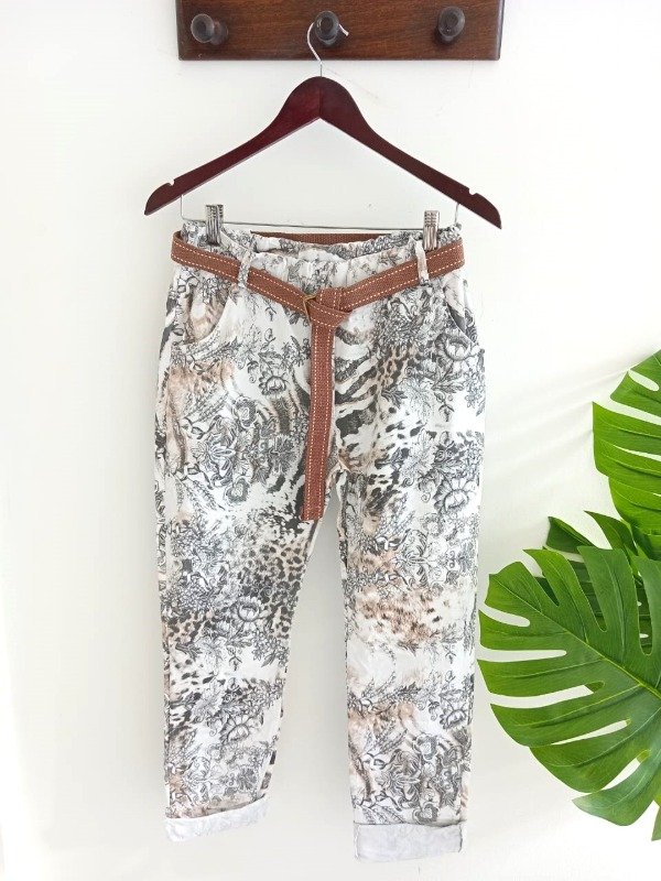 Producto - Babucha italiana animal print tiza con cinto