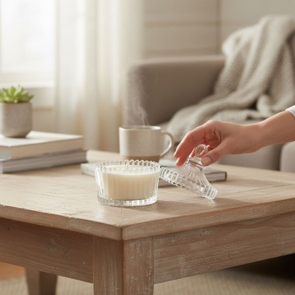 Producto - VELA XL AROMATICA EN CARAMERLERA DE VIDRIO 8X9CM - 1
