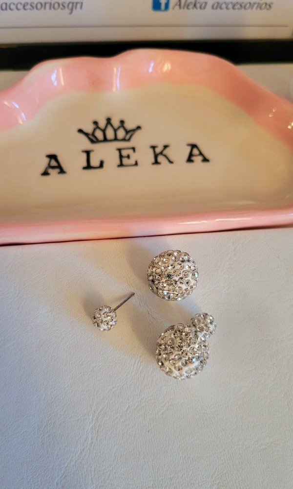Producto - Aros doble bola de fuego blanco de acero quirúrgico - 3