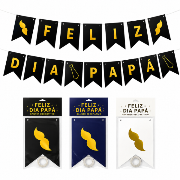 Producto - Banderín Feliz día papá Negro