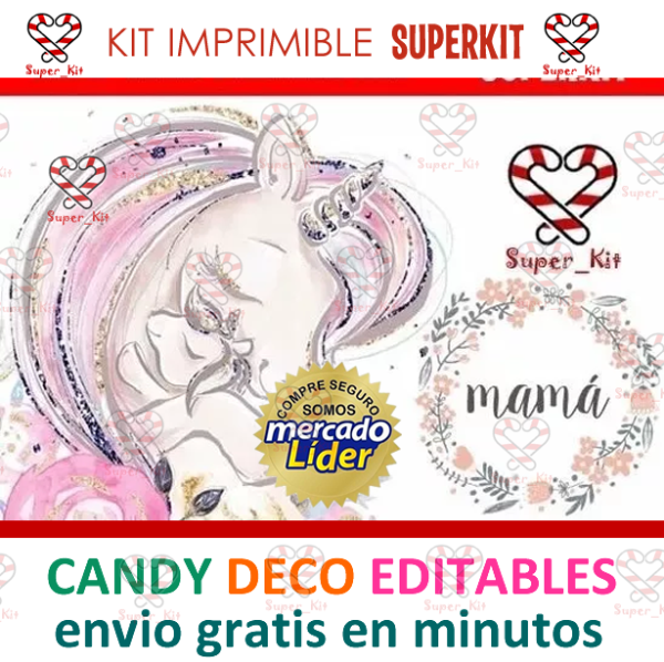 Producto - Kit Imprimible Dia De La Madre Ideal Desayuno unicornio Editable