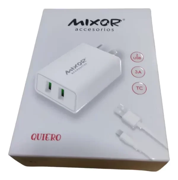 Producto - CARGADOR TIPO C QUIERO 3 A 2 USB + CABLE 220V