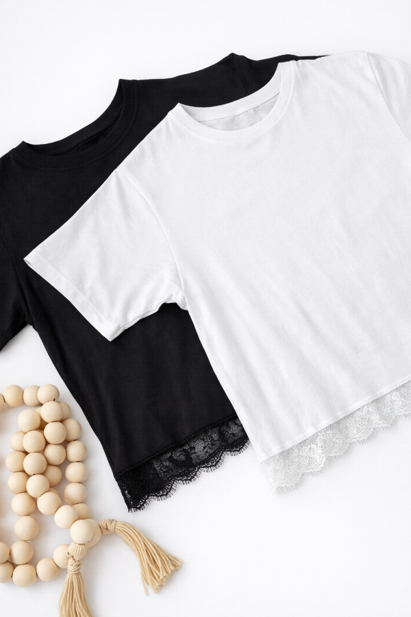 Producto - Basic de algodón con  puntilla