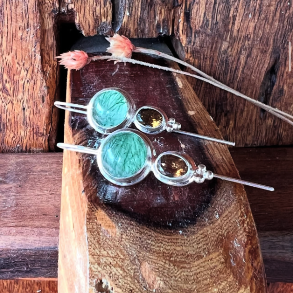Producto - AROS PASANTES CUARZO RUTILADO VERDE Y TURMALINA FACETADA