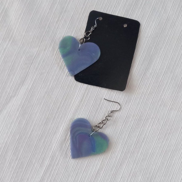 Producto - Aros corazón lila y verde agua