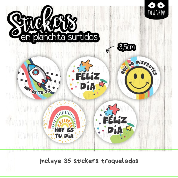 Producto - Stickers Feliz día Surtidos - 3,5cm