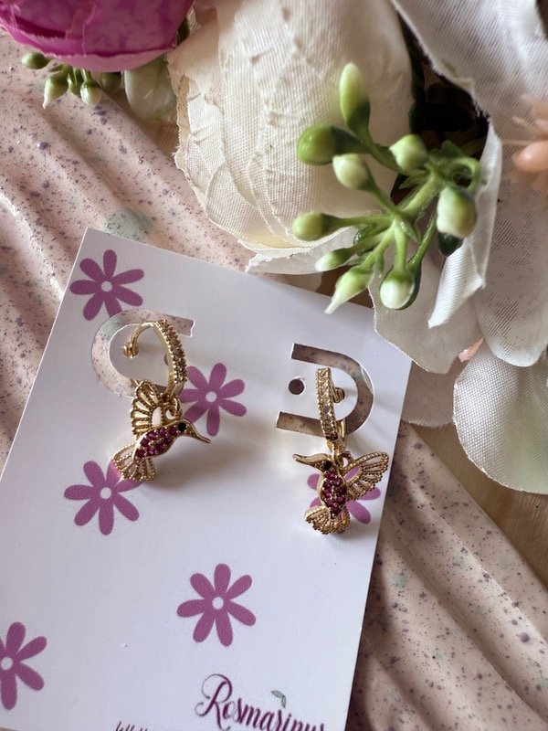 Producto - Argollitas colibrí fucsia