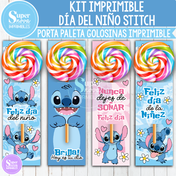 Producto - KIT IMPRIMIBLE DÍA DEL NIÑO STITCH PORTA PALETA LAPICERA