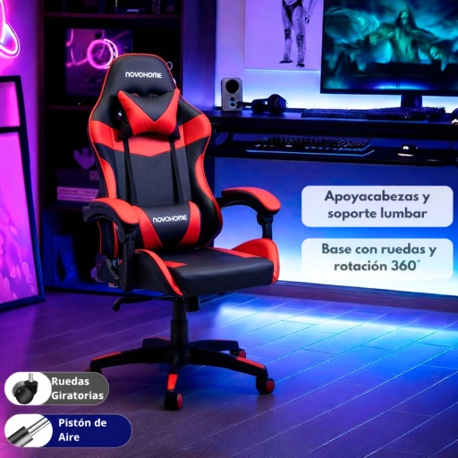 Producto - Silla gamer -apoyabrazos acolchonados -5 ruedas -respaldo alto - NH-GC500