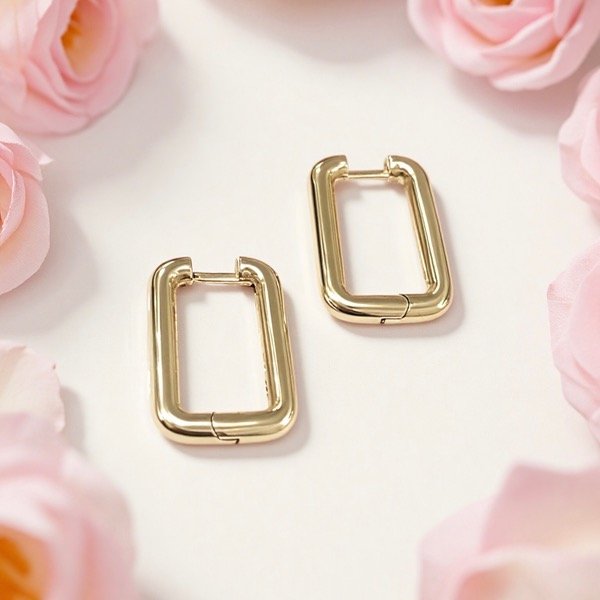 Producto - Aros Argollas cuadrados Plata 925 Dorado