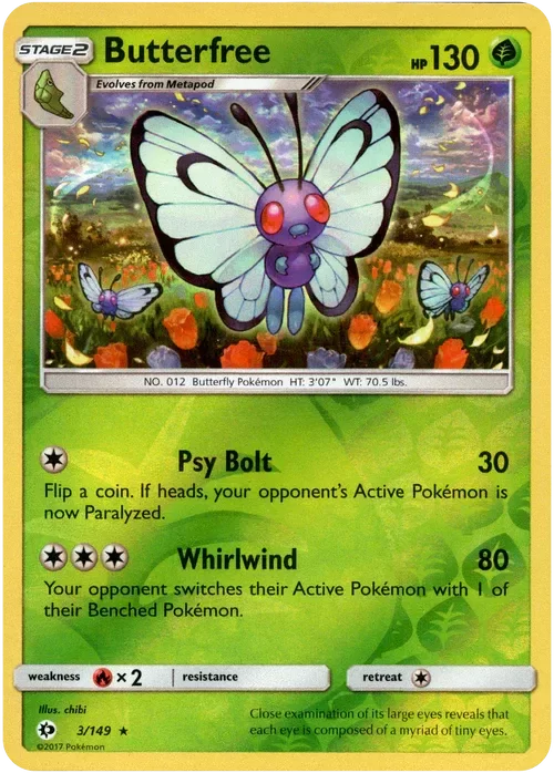 Producto - Butterfree - 3/149 - Sun and Moon - Reverse Holo