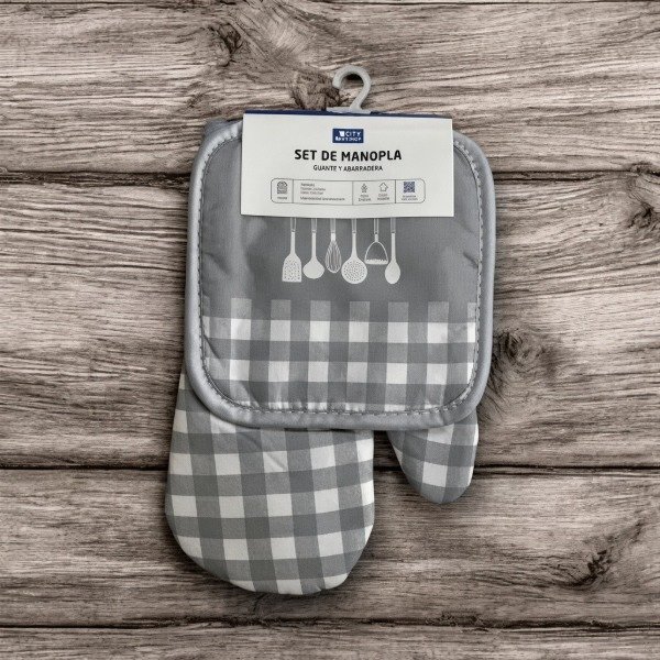 Producto - SET DE MANOPLA Y POSAFUENTE ESTAMPADO CITY BLANCO - 3