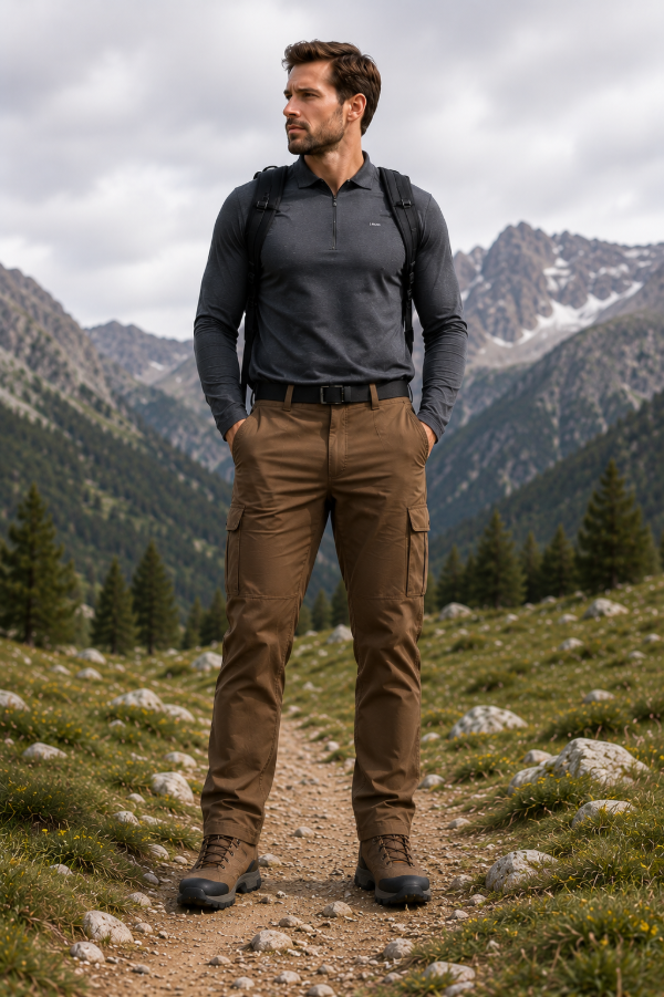 Pantalon Termico Piel Interna I.RUN 15043 Marron — imagen 2