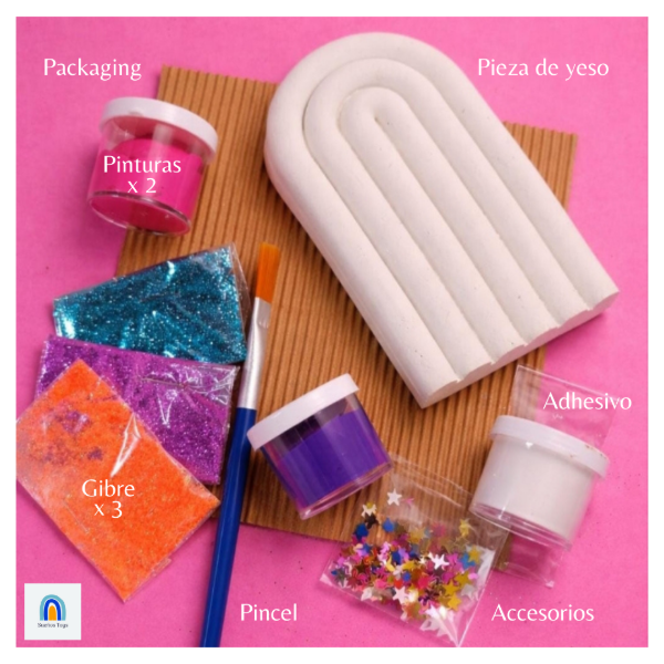 Producto - Souvenir mini kit de arte yeso cerámico Arcoíris (MÍNIMO 10 KITS)