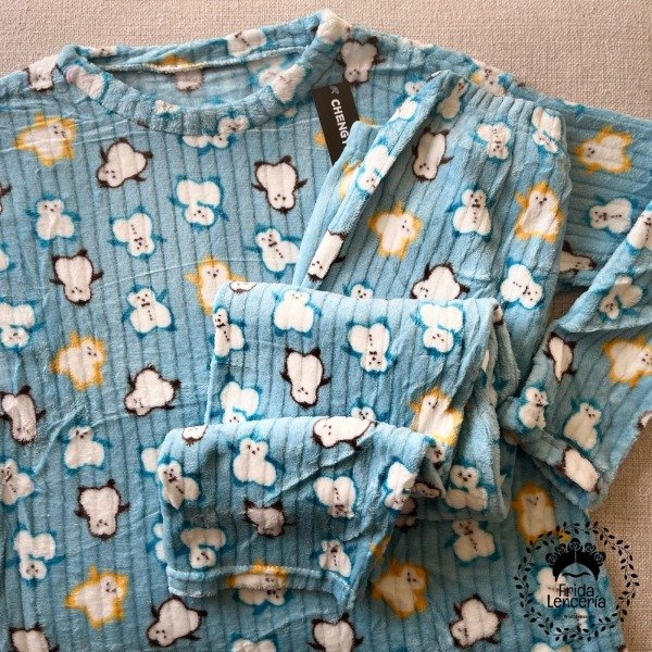 Producto - Pijama Polar Pingüino Celeste