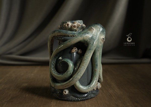 Producto - Candelabro De Cerámica Pulpo Escultura Artesanal Decoración - 1
