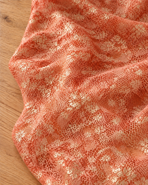 Producto - Vestido Isa encaje naranja con hilos dorados - 1