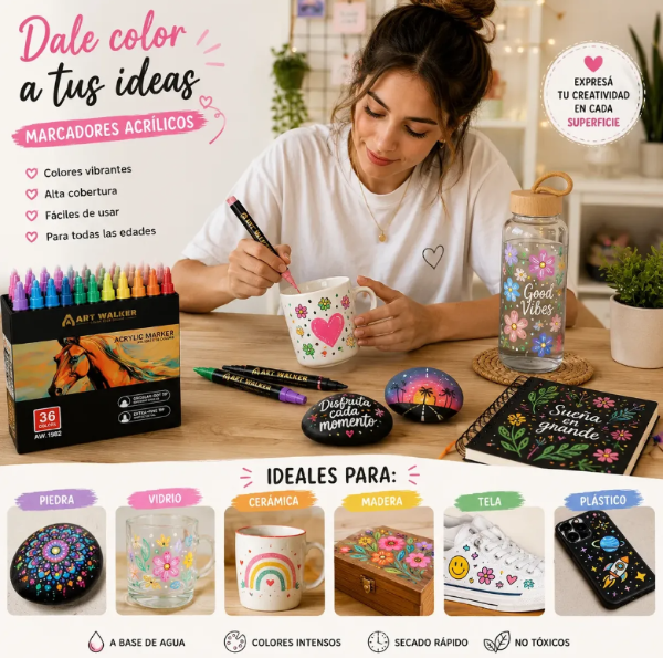 Producto - Marcadores Acrílicos Doble Punta. 36 Colores - 1