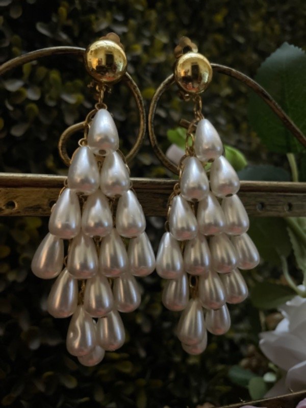 Producto - Aros clip cascada perlas