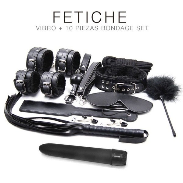 Producto - KIT BONDAGE NEGRO 10 PIEZAS BDSM