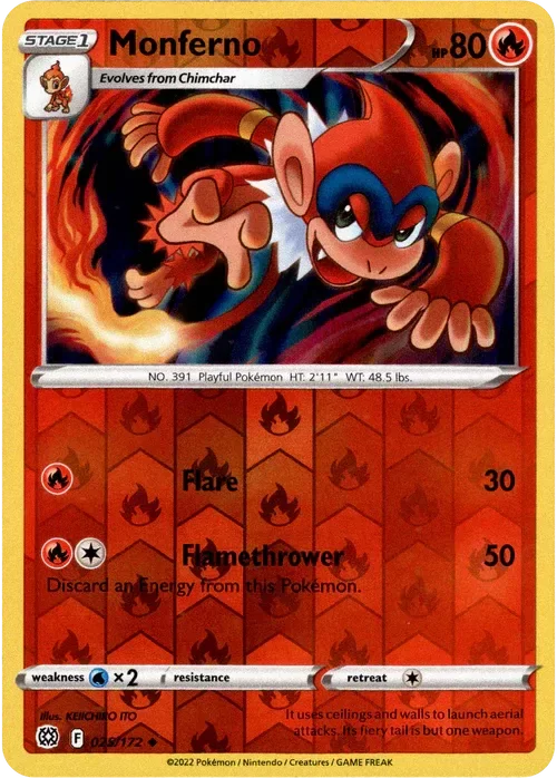 Producto - Monferno - 025/172 - Brilliant Stars - Reverse Holo