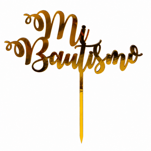 Producto - Cake topper mi bautismo fibrofacil dorado