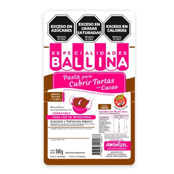 Producto - Pasta ballina para forrar tortas marrón cacao 500gr