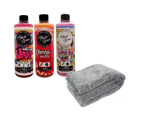 Producto - COMBO TOXIC SHINE  SHAMPOO CERA REVIVIDOR Y MICROFIBRA
