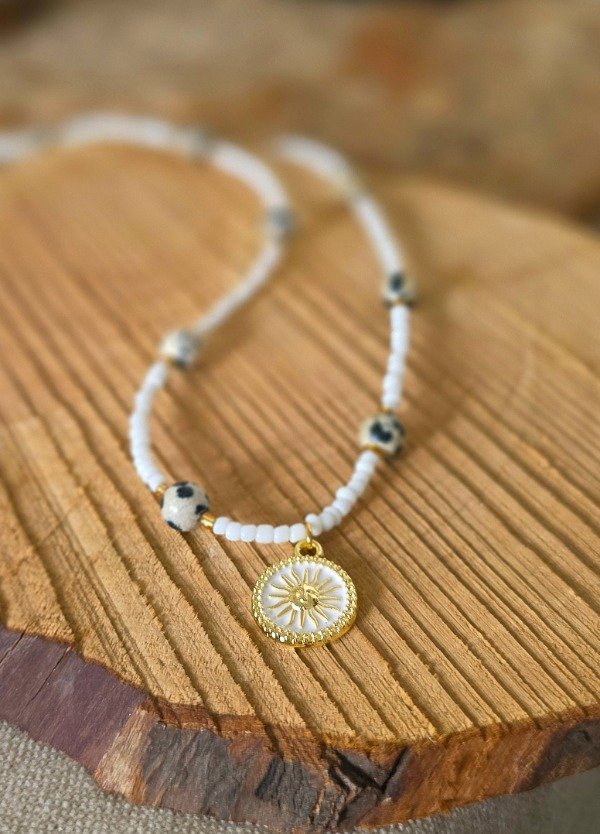 Producto - Collar Jaspe Dalmata y White Beads - 1