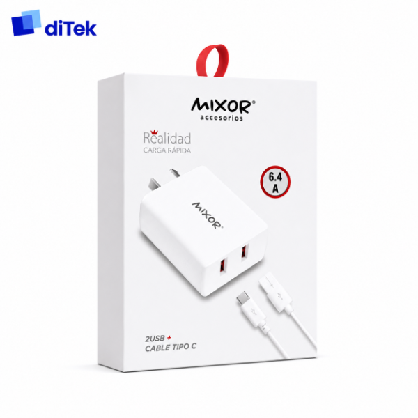 Producto - Cargador Rápido Mixor 2 USB + Cable USB-C - 0