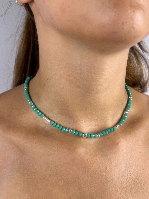 Producto - COLGANTE CRISTALES Y BOLITAS DE PLATA 0011