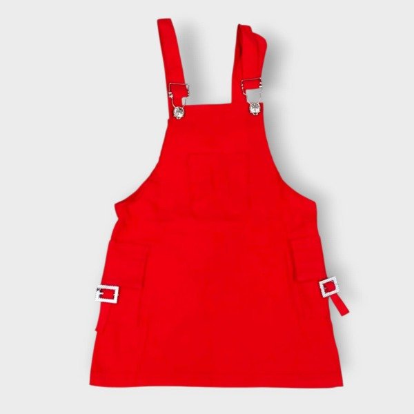 Producto - Jardinero pollera nena rojo T4 T14